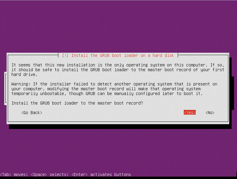 Install Grub Screen