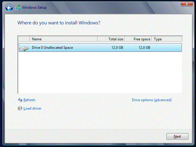 Install windows